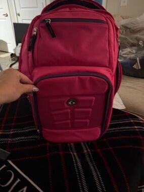 Men's Bright Pink Padded Backpack with Front Organizer